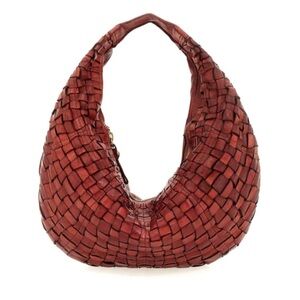 Campomaggi Woven Leather Hobo Bag - Burgundy